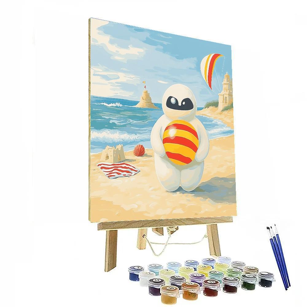 Baymax Friendly Robot Beach Day paint by color