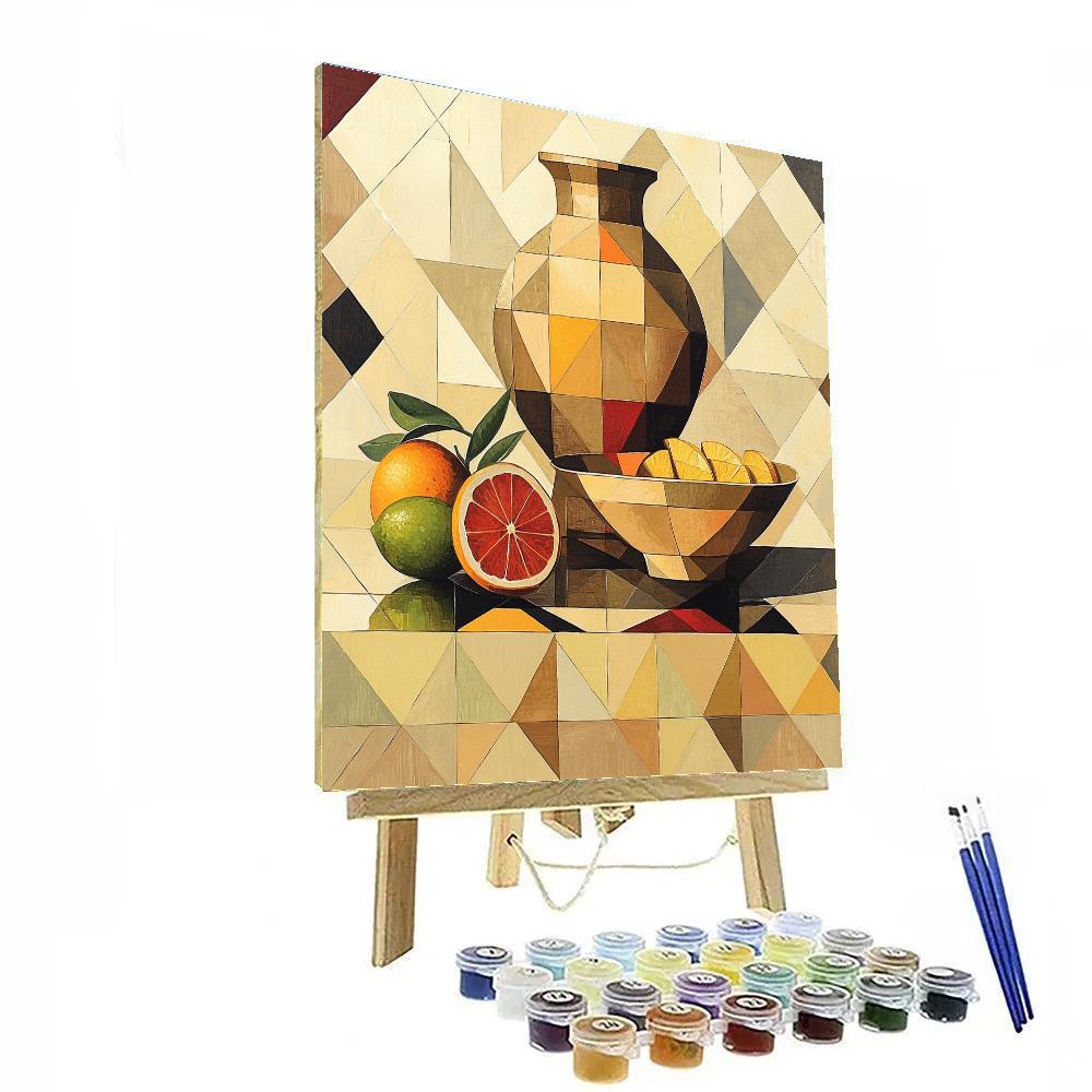 Pablo Picasso Inspired Fractured Still Life With Amphora And Citrus painting number kit