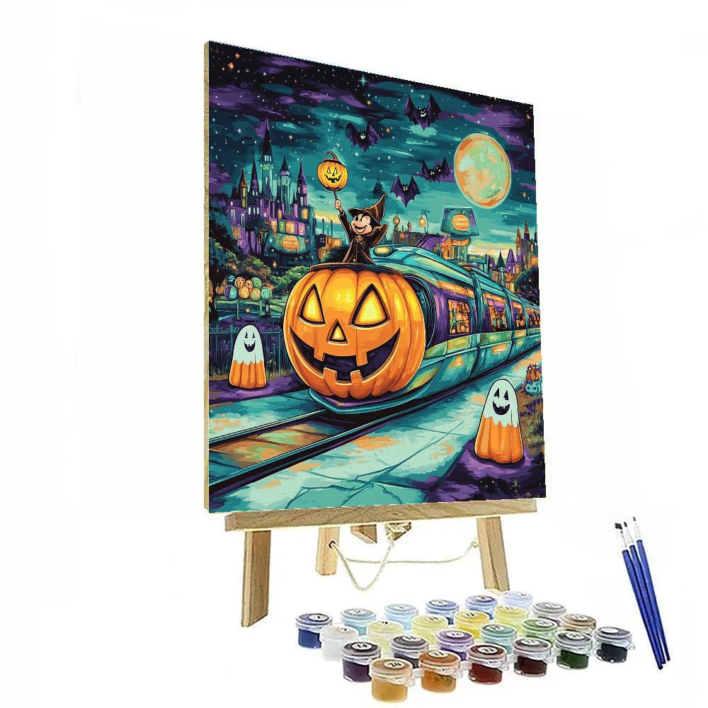 Haunted Monorail Pumpkin Switchyard painting number kit