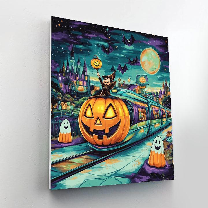 Haunted Monorail Pumpkin Switchyard painting number kit