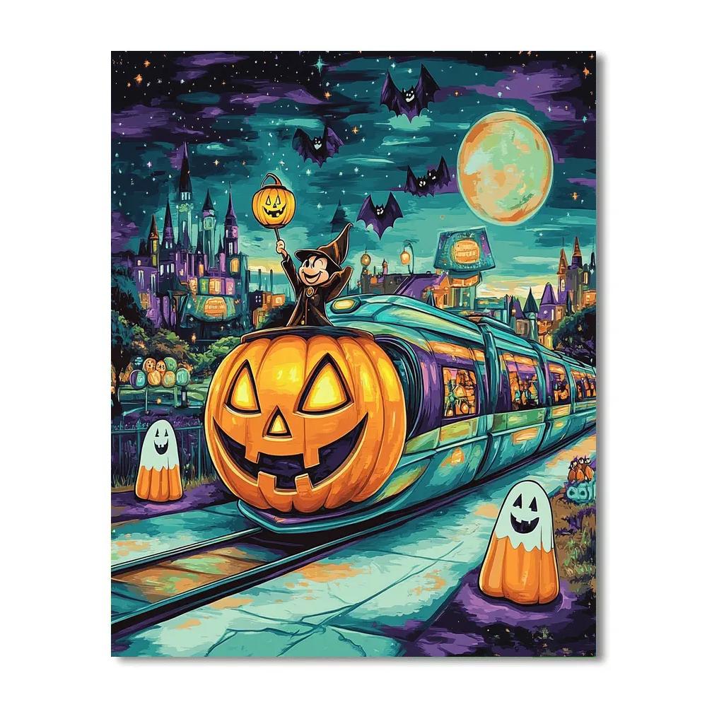 Haunted Monorail Pumpkin Switchyard painting number kit