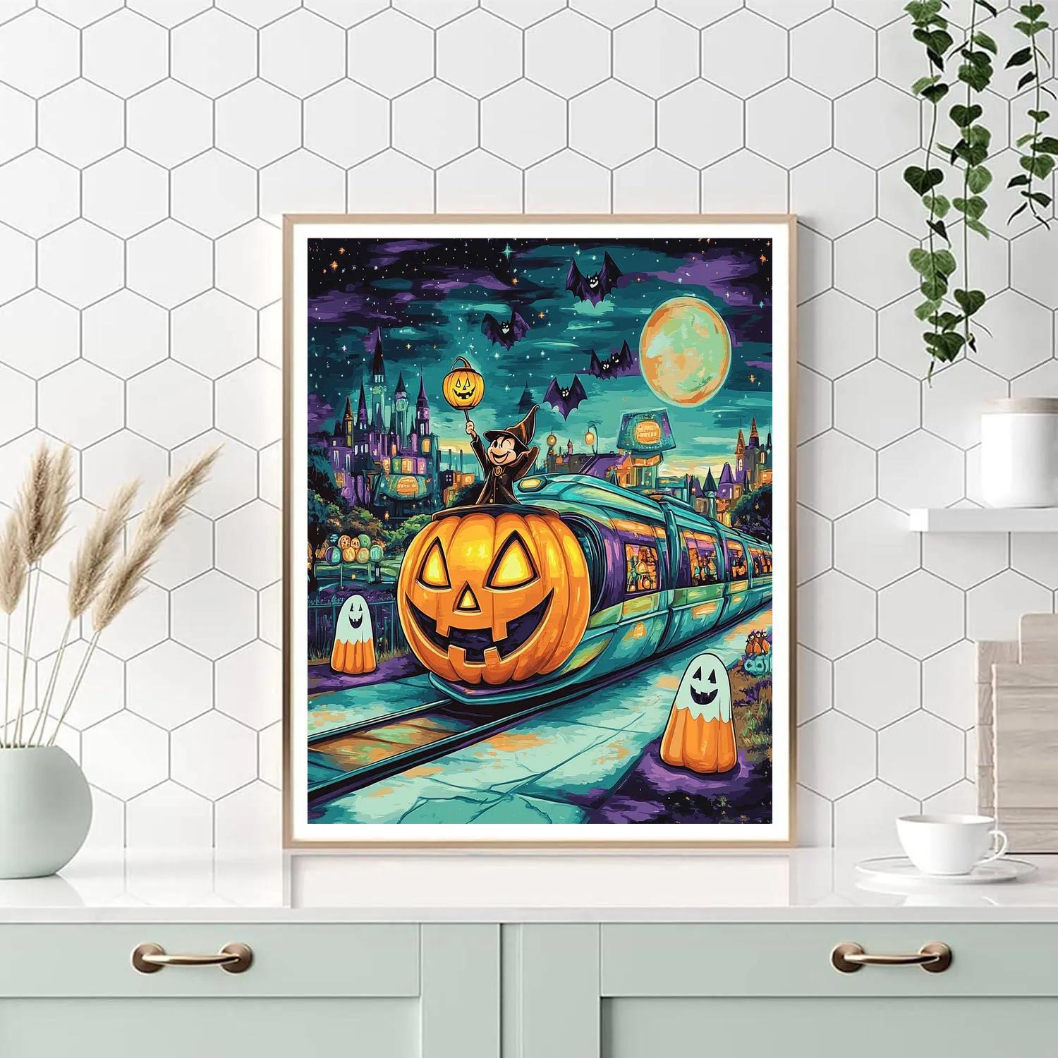 Haunted Monorail Pumpkin Switchyard painting number kit