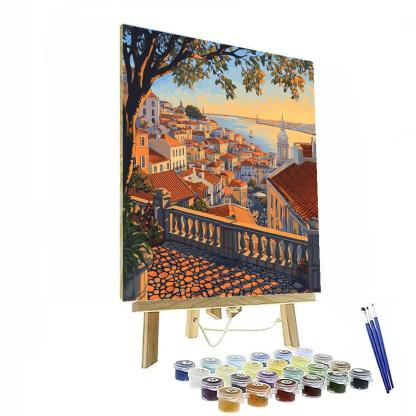 Cliffside Viewpoint Of Miradouro Da Senhora Do Monte Lisbon Portugal paint by color