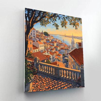 Cliffside Viewpoint Of Miradouro Da Senhora Do Monte Lisbon Portugal paint by color