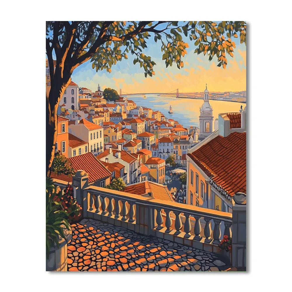 Cliffside Viewpoint Of Miradouro Da Senhora Do Monte Lisbon Portugal paint by color