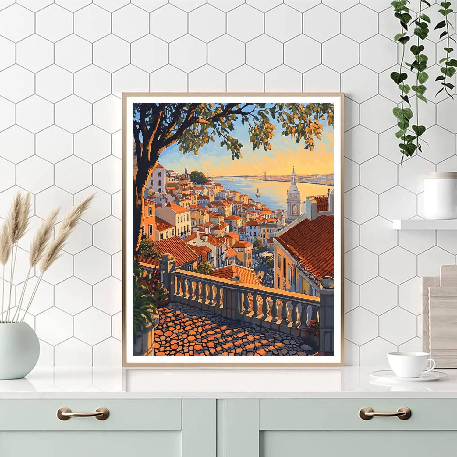 Cliffside Viewpoint Of Miradouro Da Senhora Do Monte Lisbon Portugal paint by color