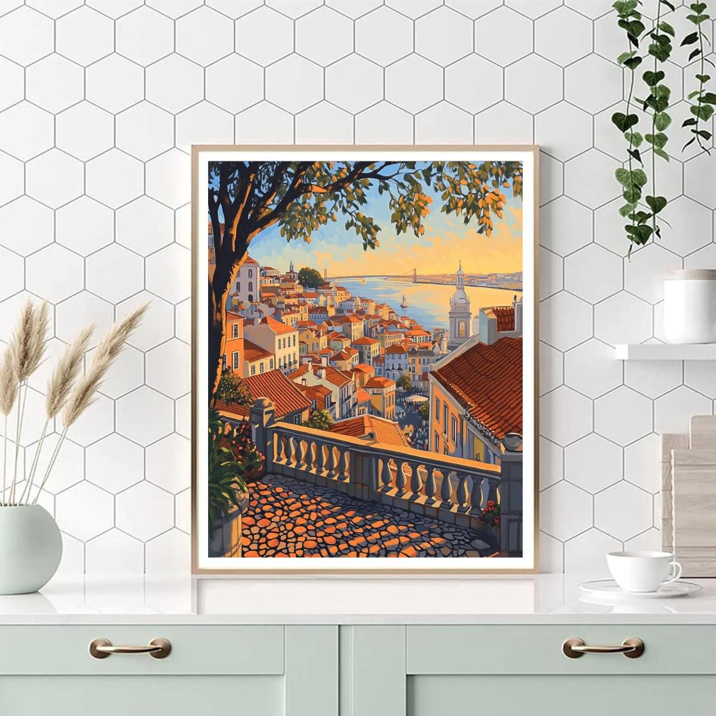Cliffside Viewpoint Of Miradouro Da Senhora Do Monte Lisbon Portugal paint by color