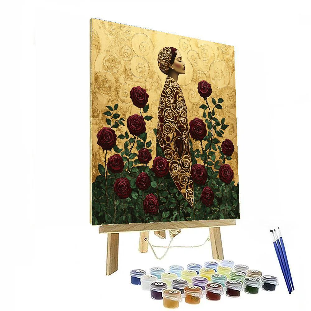 Gustav Klimt Inspired Golden Rose Garden Numbered painting kits