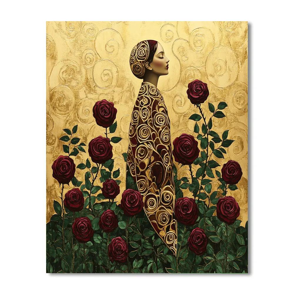 Gustav Klimt Inspired Golden Rose Garden Numbered painting kits
