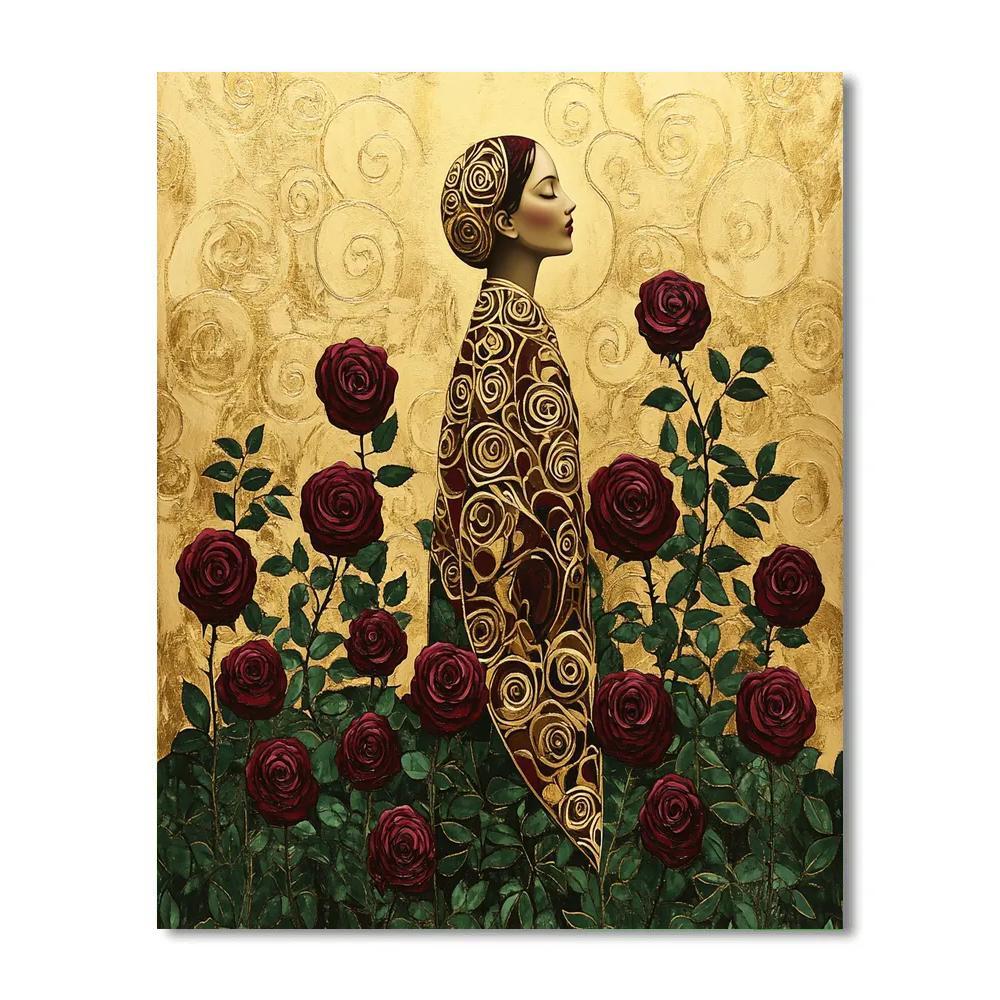 Gustav Klimt Inspired Golden Rose Garden Numbered painting kits