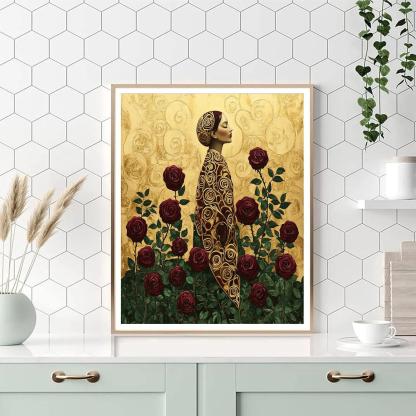 Gustav Klimt Inspired Golden Rose Garden Numbered painting kits