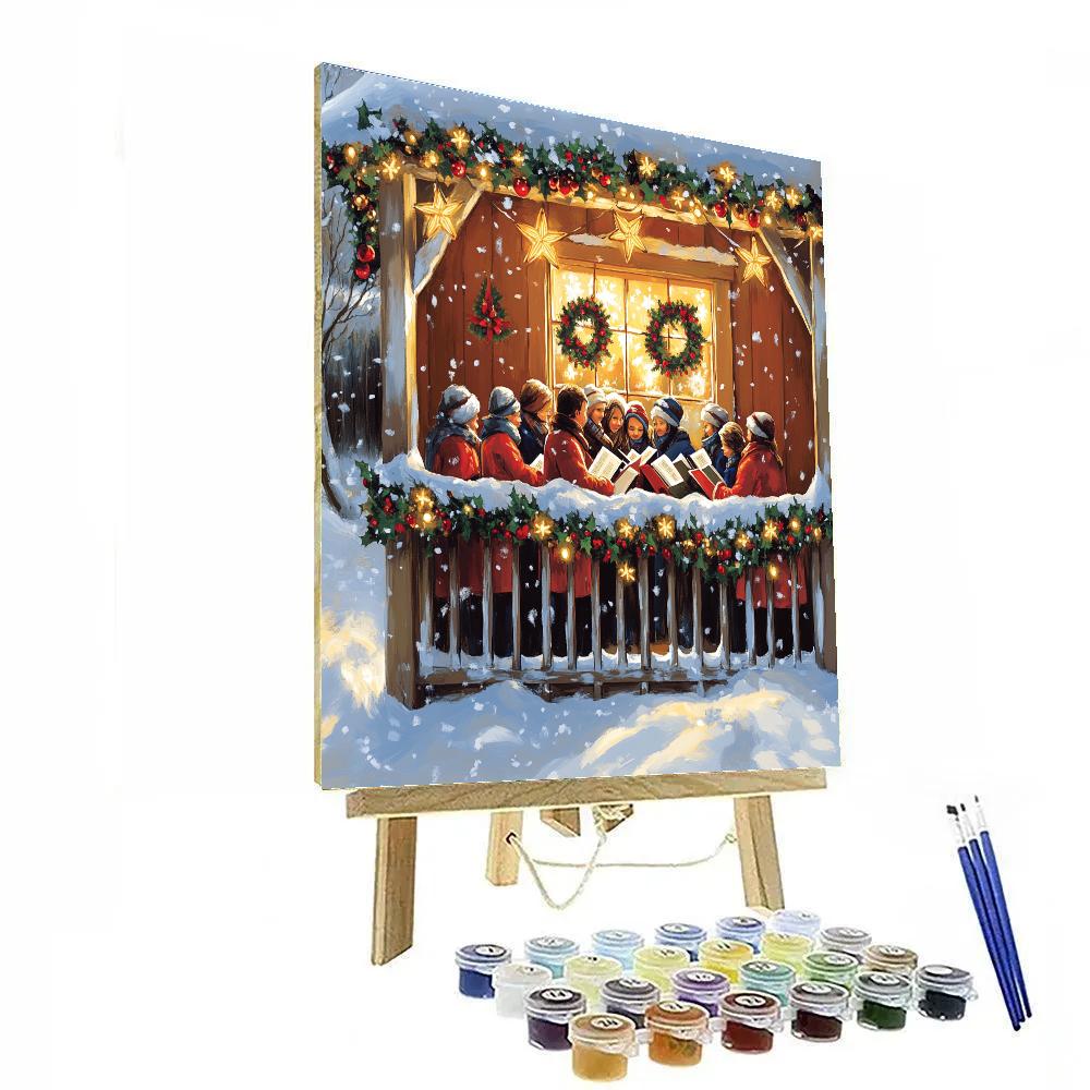 Carolers Under The Star Garland paint by number