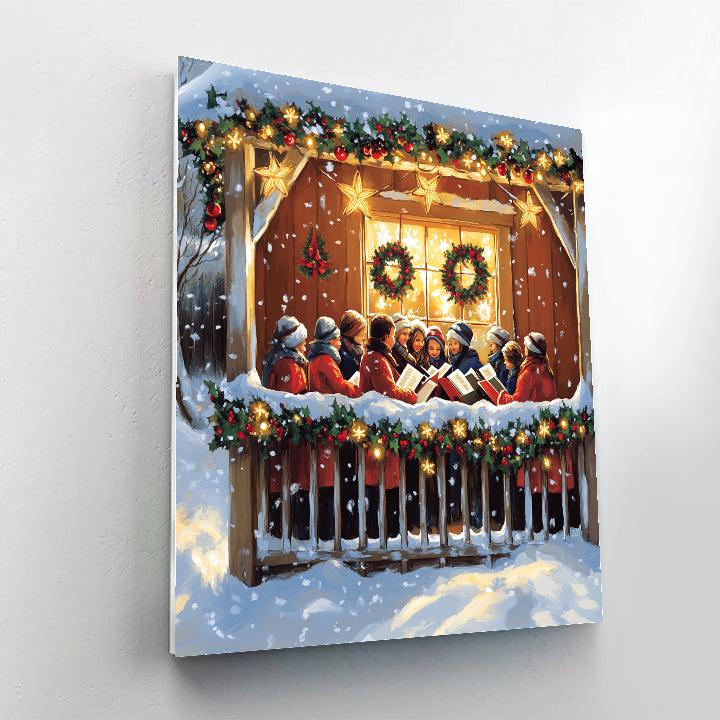 Carolers Under The Star Garland paint by number