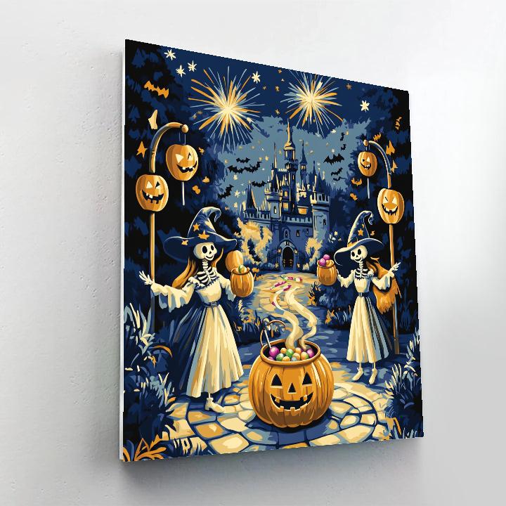 Enchanted Castle Candy Cauldron Courtyard Painting by numbers kit