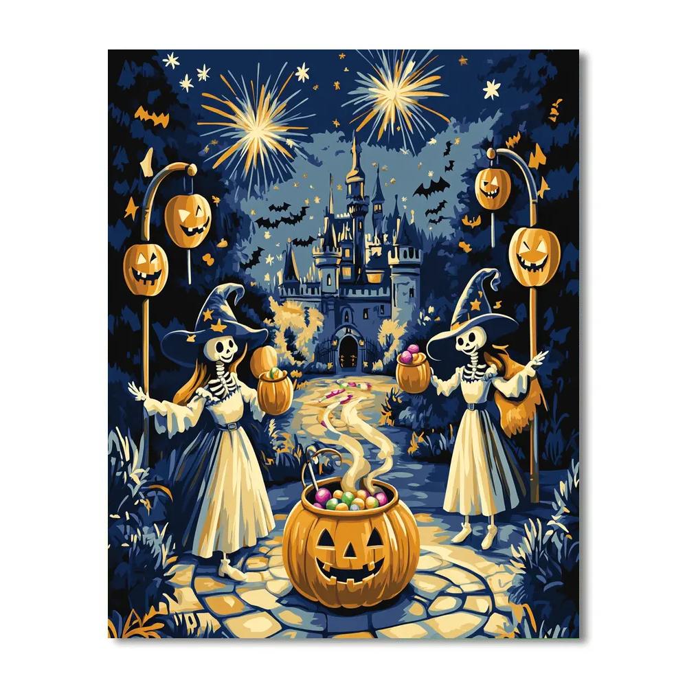 Enchanted Castle Candy Cauldron Courtyard Painting by numbers kit