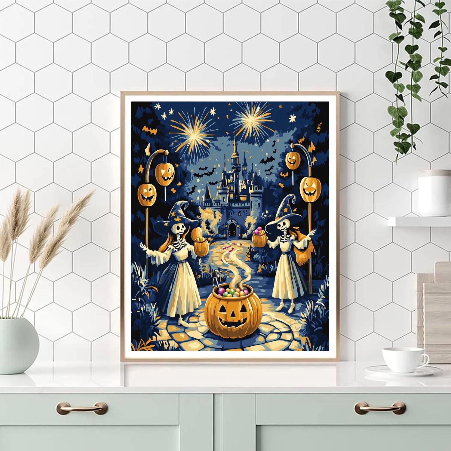 Enchanted Castle Candy Cauldron Courtyard Painting by numbers kit