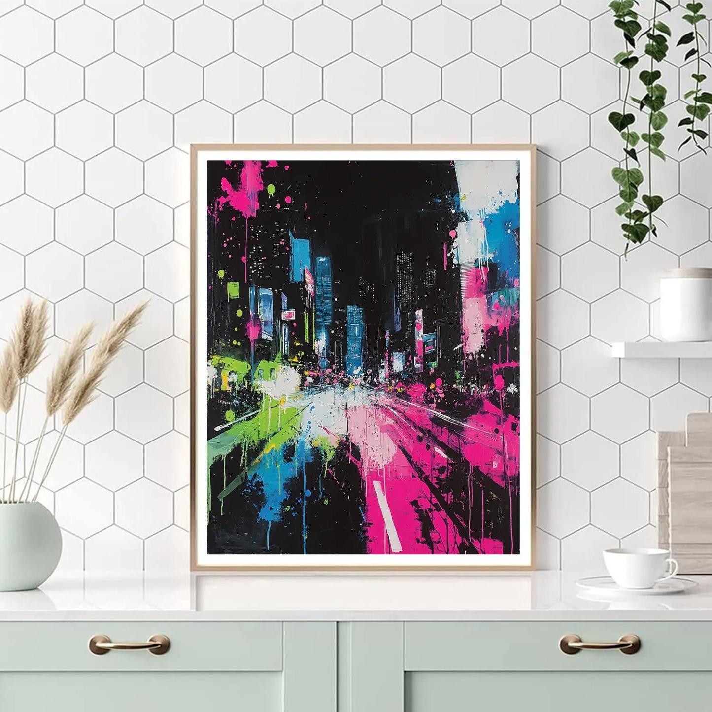 Jackson Pollock Inspired Citylights Rhythm painting number kit