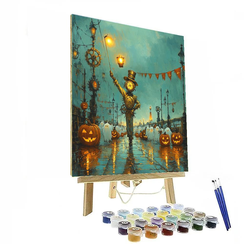 Haunted Lantern Parade On The Clockwork Pier paint by numbers