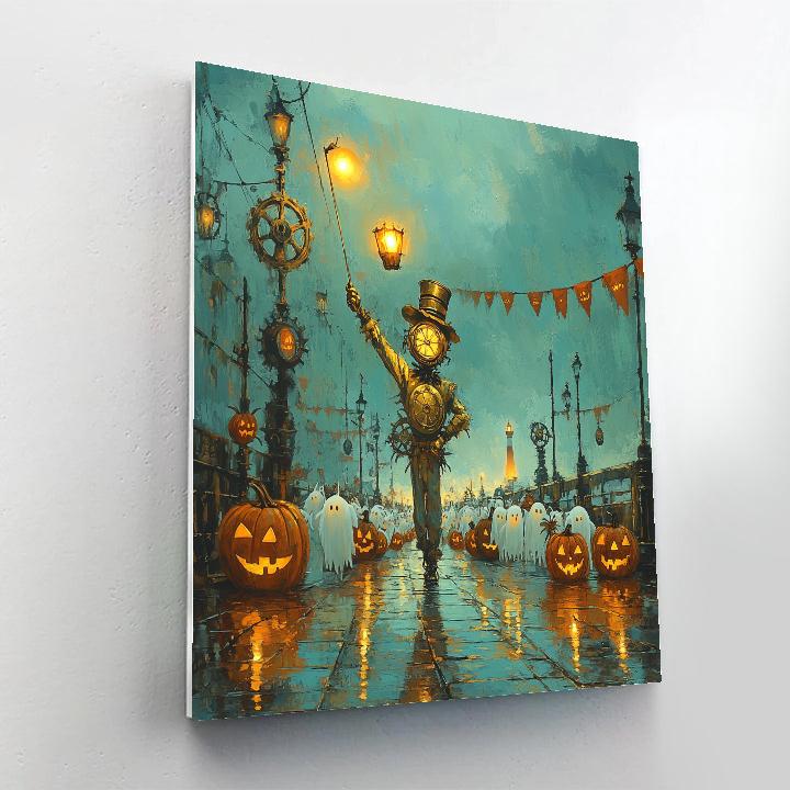Haunted Lantern Parade On The Clockwork Pier paint by numbers