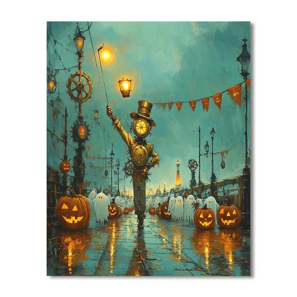 Haunted Lantern Parade On The Clockwork Pier paint by numbers