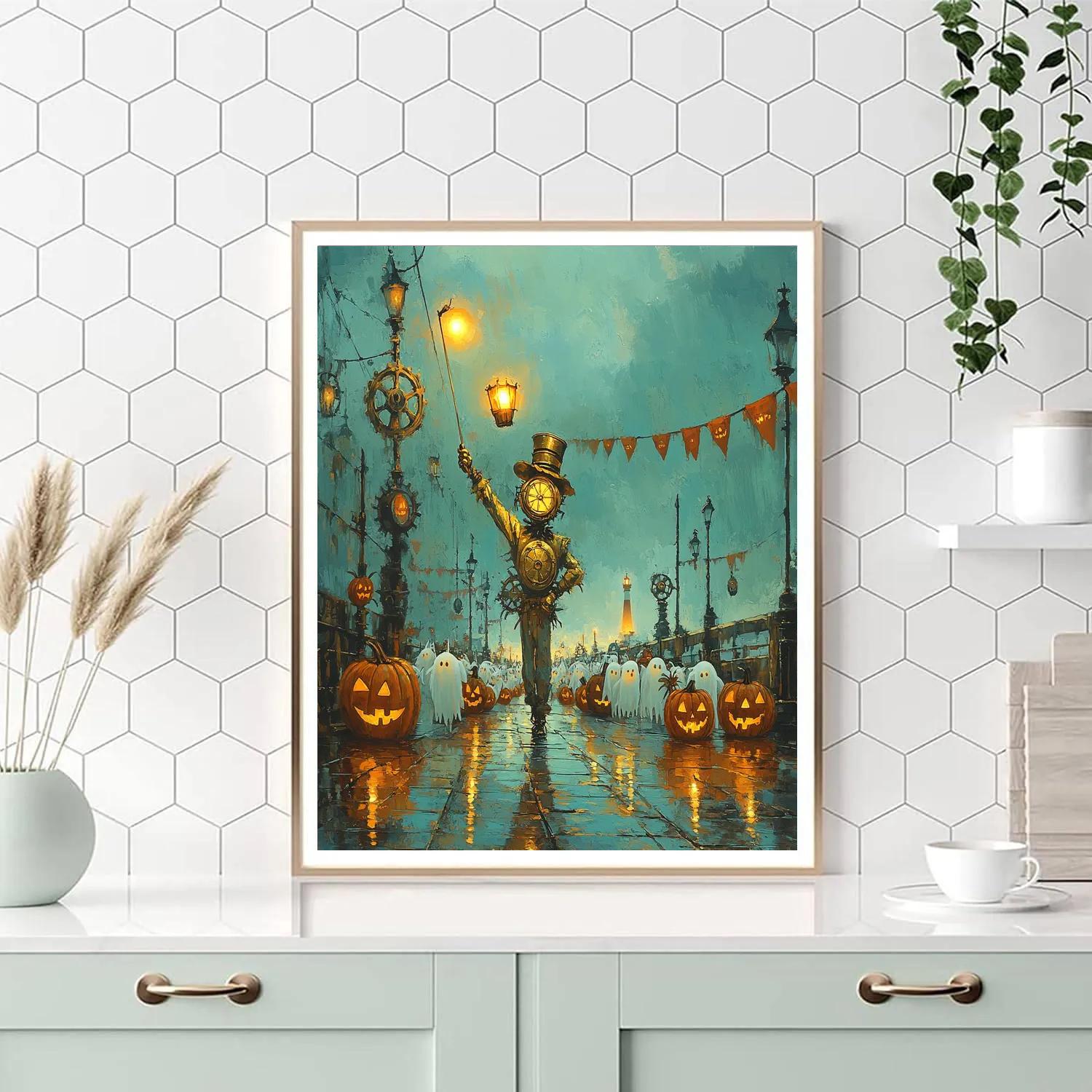Haunted Lantern Parade On The Clockwork Pier paint by numbers
