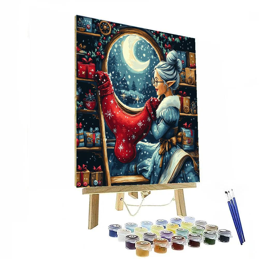 Santa Workshop In The Enchanted Clocktower Library paint by number