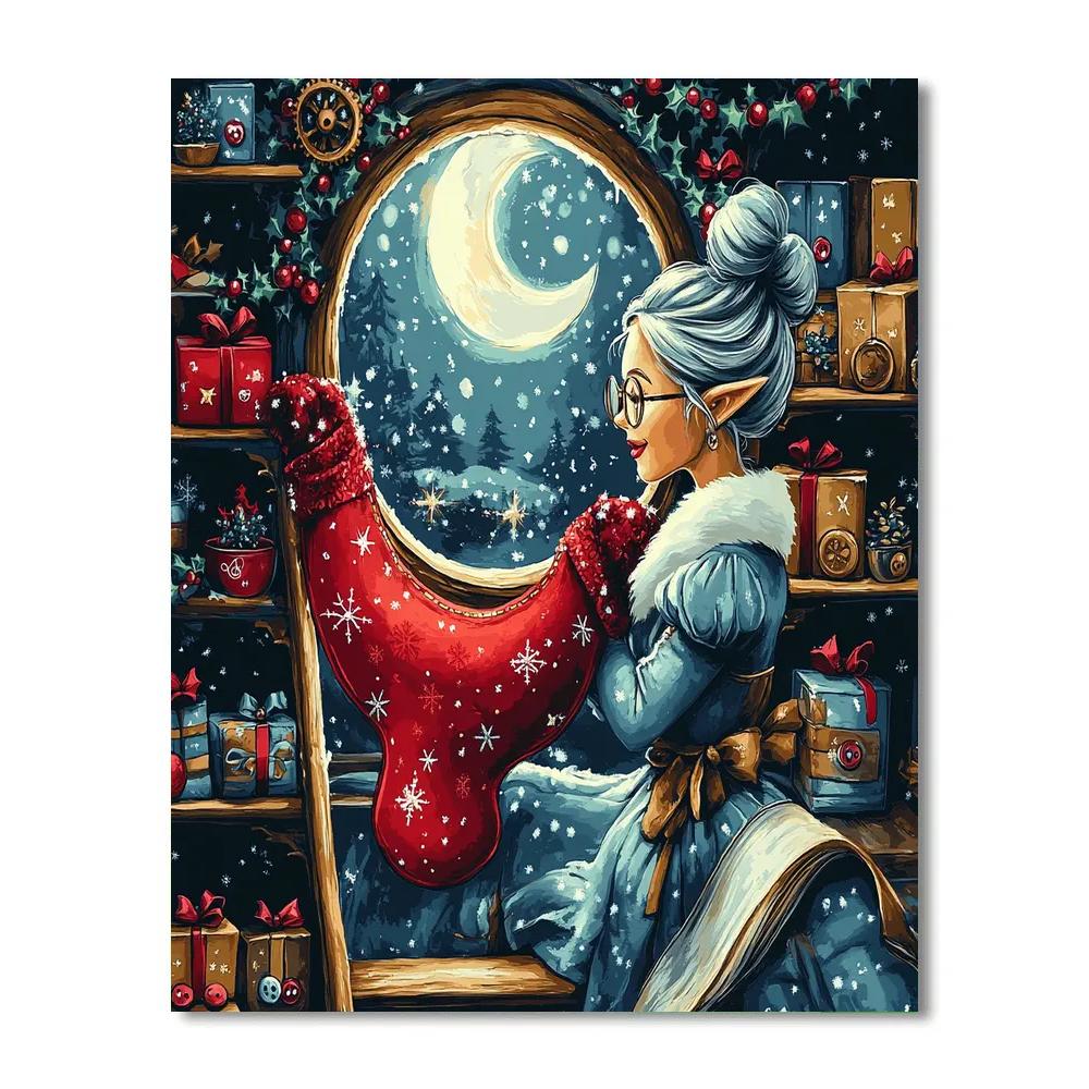 Santa Workshop In The Enchanted Clocktower Library paint by number
