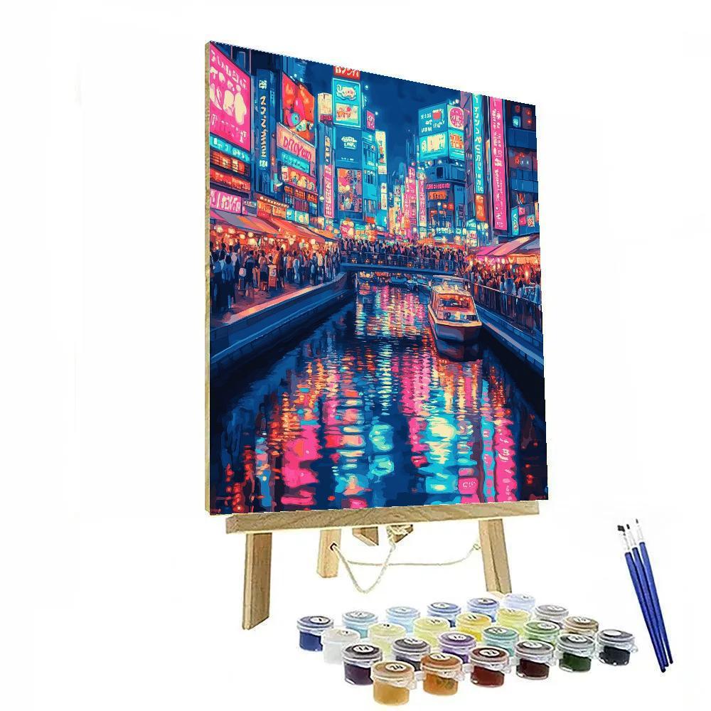 Neon Canyon Of Dotonbori Canal Night Osaka Japan paint by color