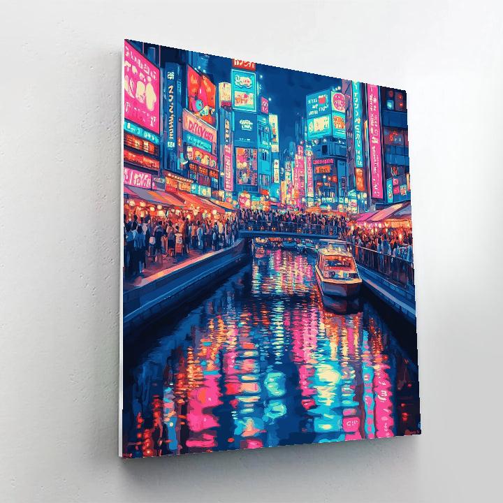 Neon Canyon Of Dotonbori Canal Night Osaka Japan paint by color