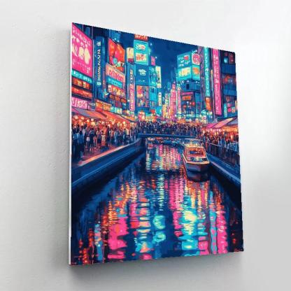 Neon Canyon Of Dotonbori Canal Night Osaka Japan paint by color