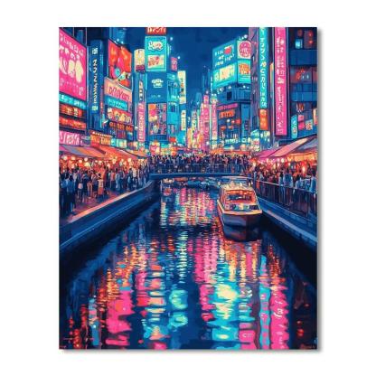 Neon Canyon Of Dotonbori Canal Night Osaka Japan paint by color