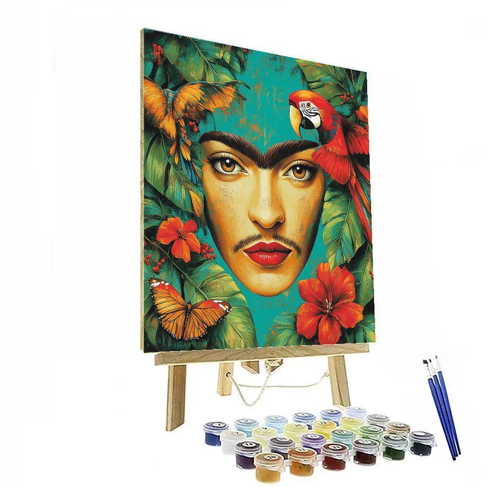 Frida Kahlo Inspired Portrait With Tropical Birds Painting by numbers kit