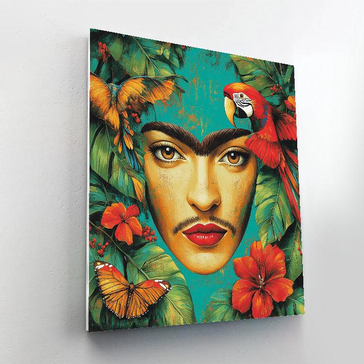 Frida Kahlo Inspired Portrait With Tropical Birds Painting by numbers kit
