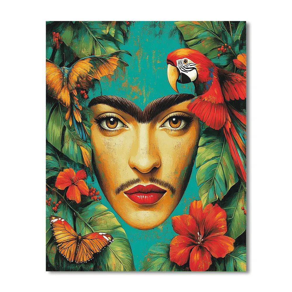 Frida Kahlo Inspired Portrait With Tropical Birds Painting by numbers kit