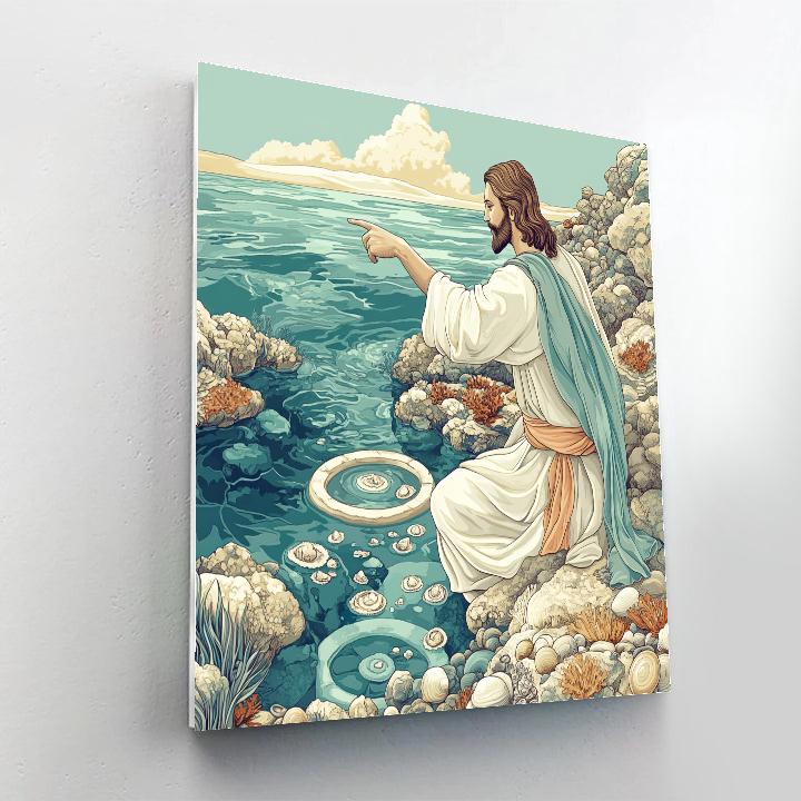 Jesus Of The Tidepool Parables Numbered painting kits