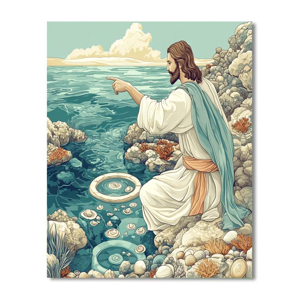 Jesus Of The Tidepool Parables Numbered painting kits