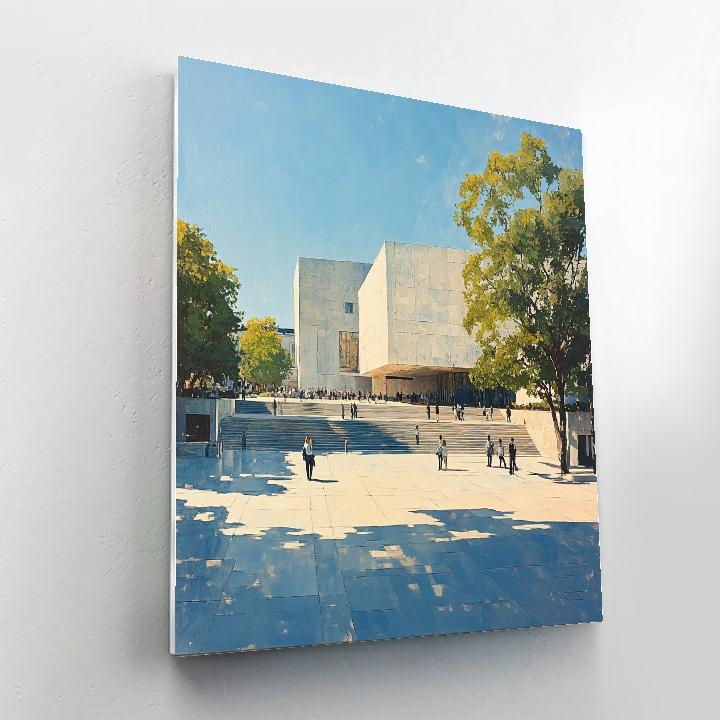 Brutalist Geometry Of The National Museum Of Western Art Plaza Tokyo Japan paint by number