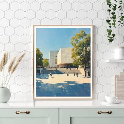 Brutalist Geometry Of The National Museum Of Western Art Plaza Tokyo Japan paint by number