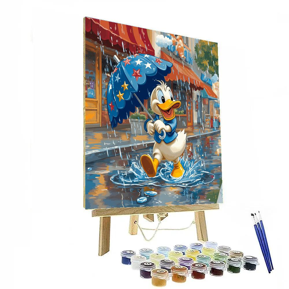 Donald Duck Umbrella Cloud Hop paint by number
