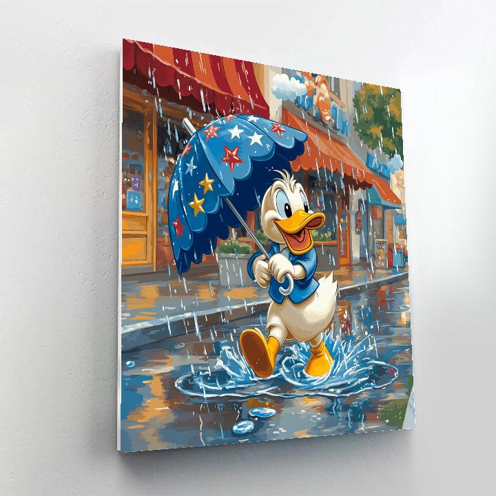 Donald Duck Umbrella Cloud Hop paint by number