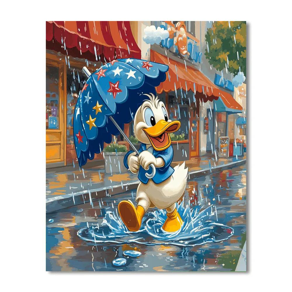 Donald Duck Umbrella Cloud Hop paint by number