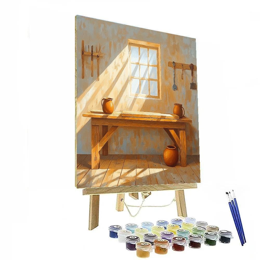 Carpenter Bench With Jesus Light DIY paint by numbers