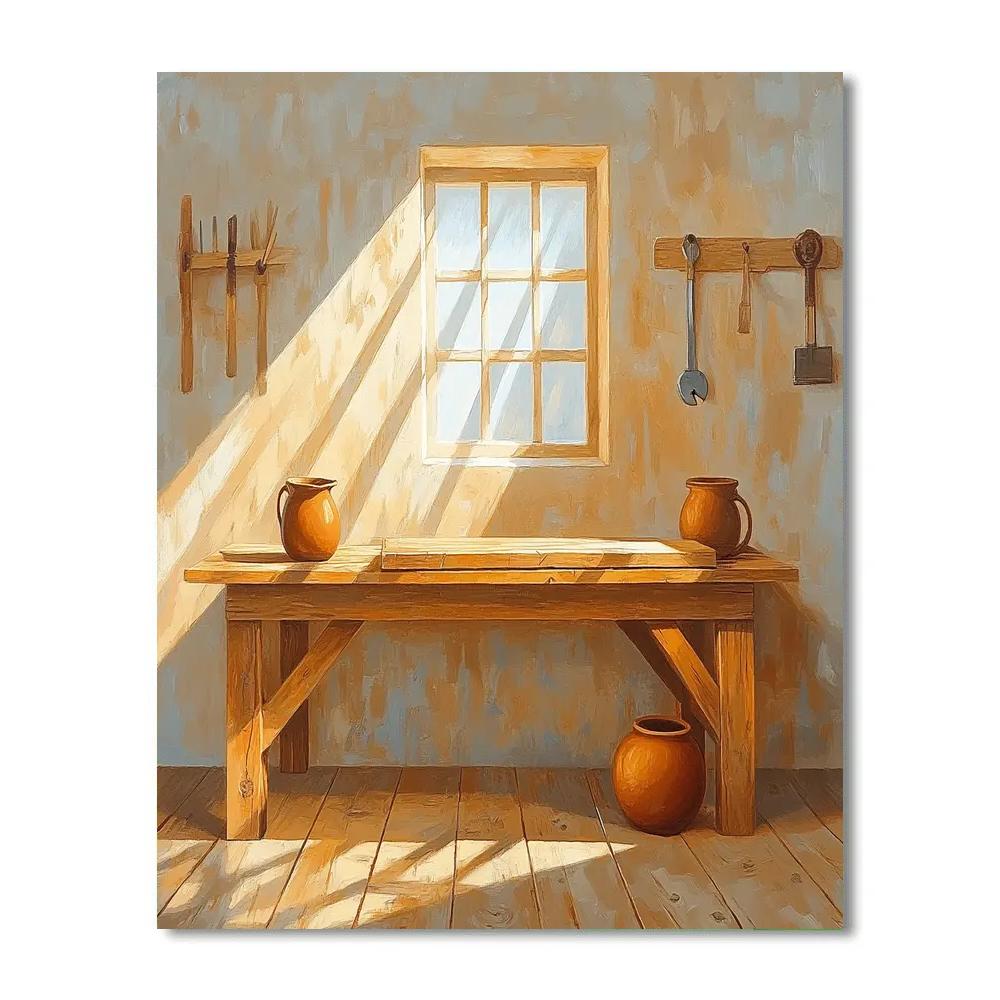 Carpenter Bench With Jesus Light DIY paint by numbers