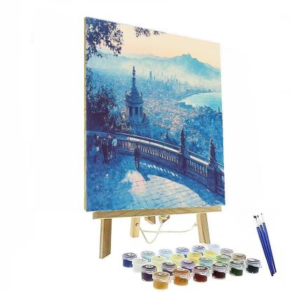Panoramic Skyline From Tibidabo Overlook Barcelona Spain Numbered painting kits