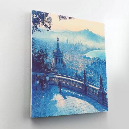 Panoramic Skyline From Tibidabo Overlook Barcelona Spain Numbered painting kits