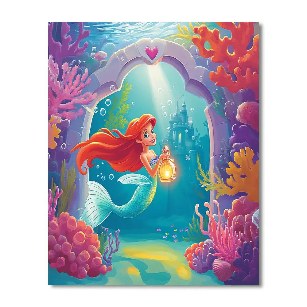Ariel Coral Castle Treasure Swim Numbered painting kits