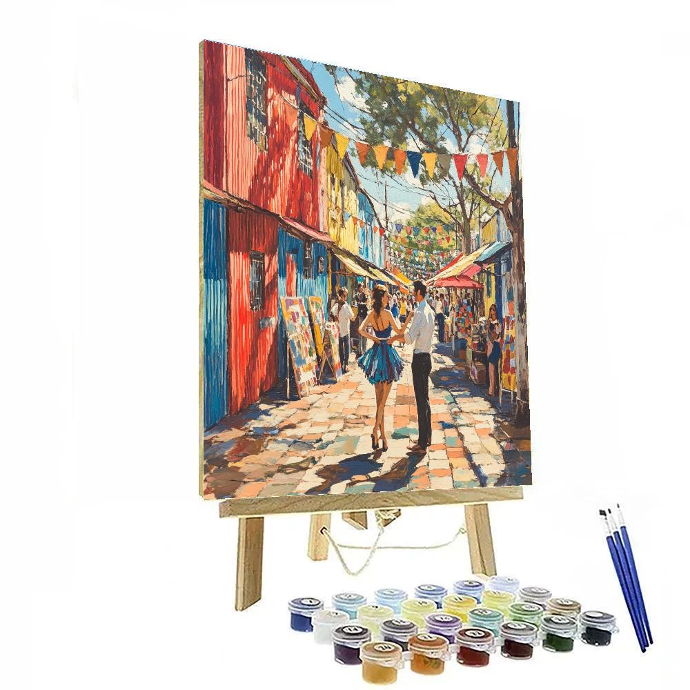 Color Block Facades Of La Boca Caminito Buenos Aires Argentina Numbered painting kits