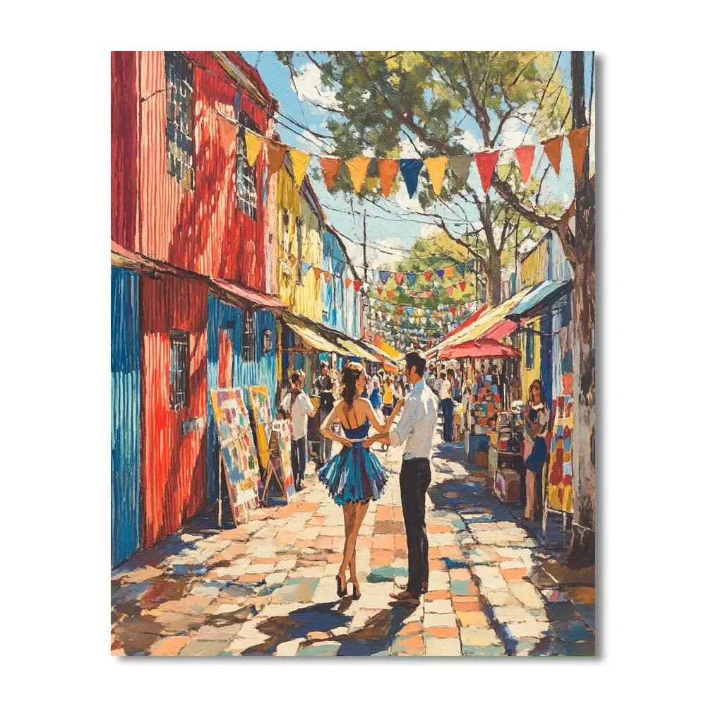 Color Block Facades Of La Boca Caminito Buenos Aires Argentina Numbered painting kits