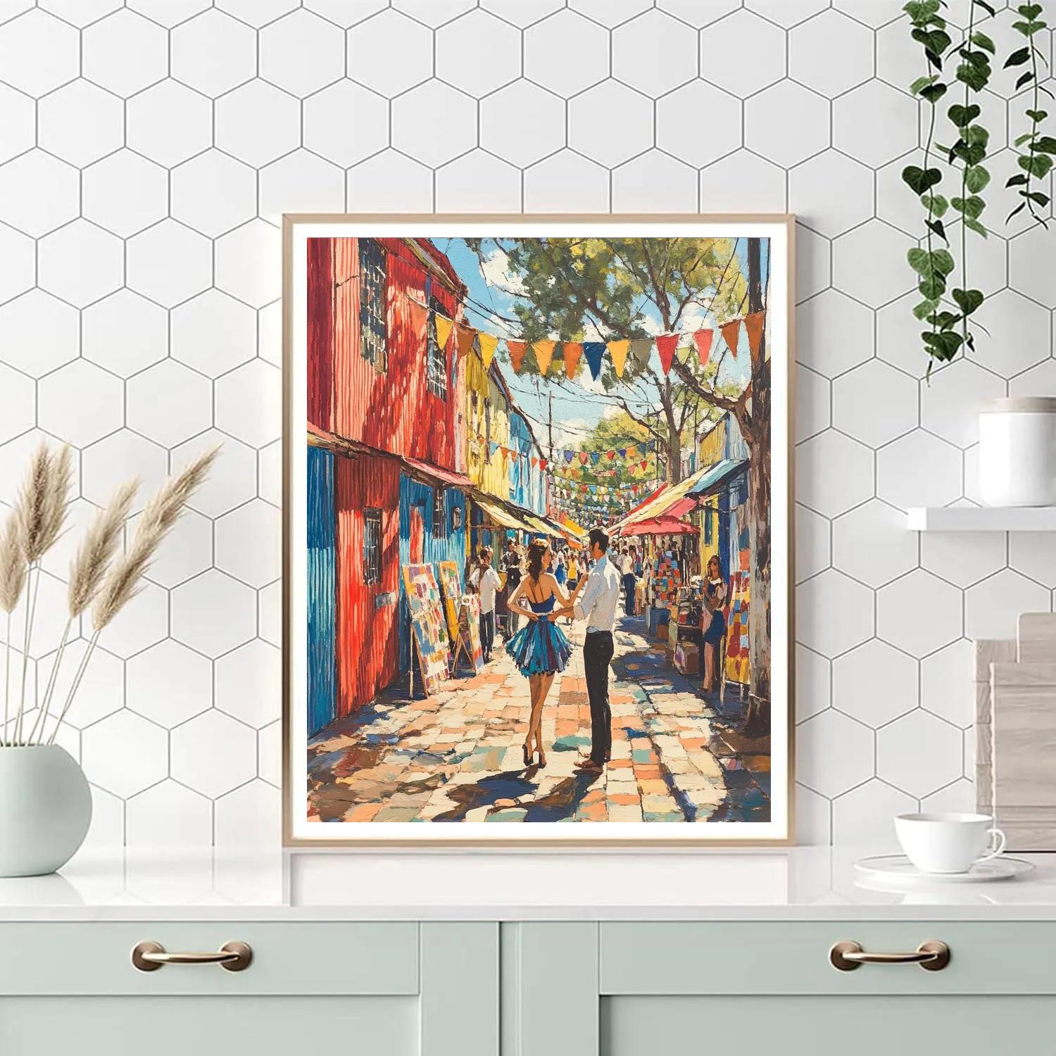 Color Block Facades Of La Boca Caminito Buenos Aires Argentina Numbered painting kits