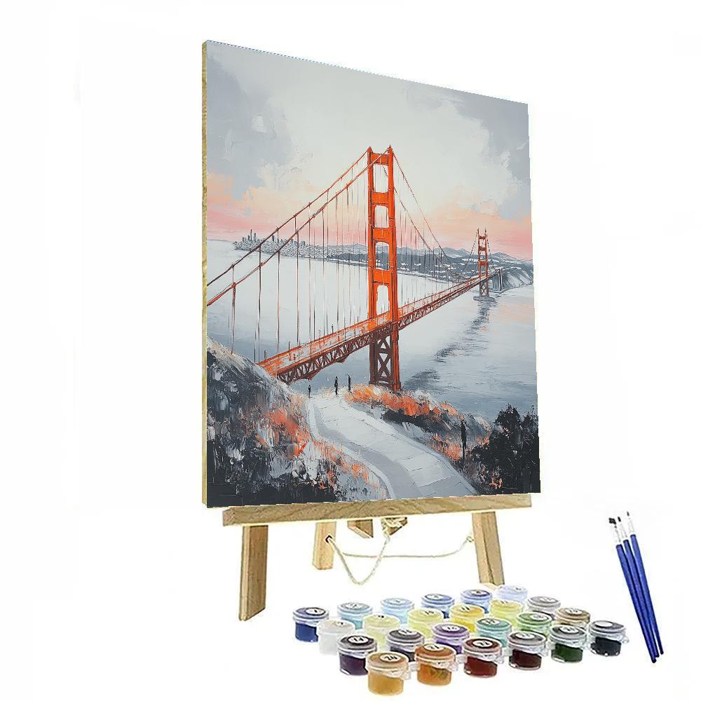 Foggy Morning At The Golden Gate Bridge Vista Point San Francisco United States paint by number